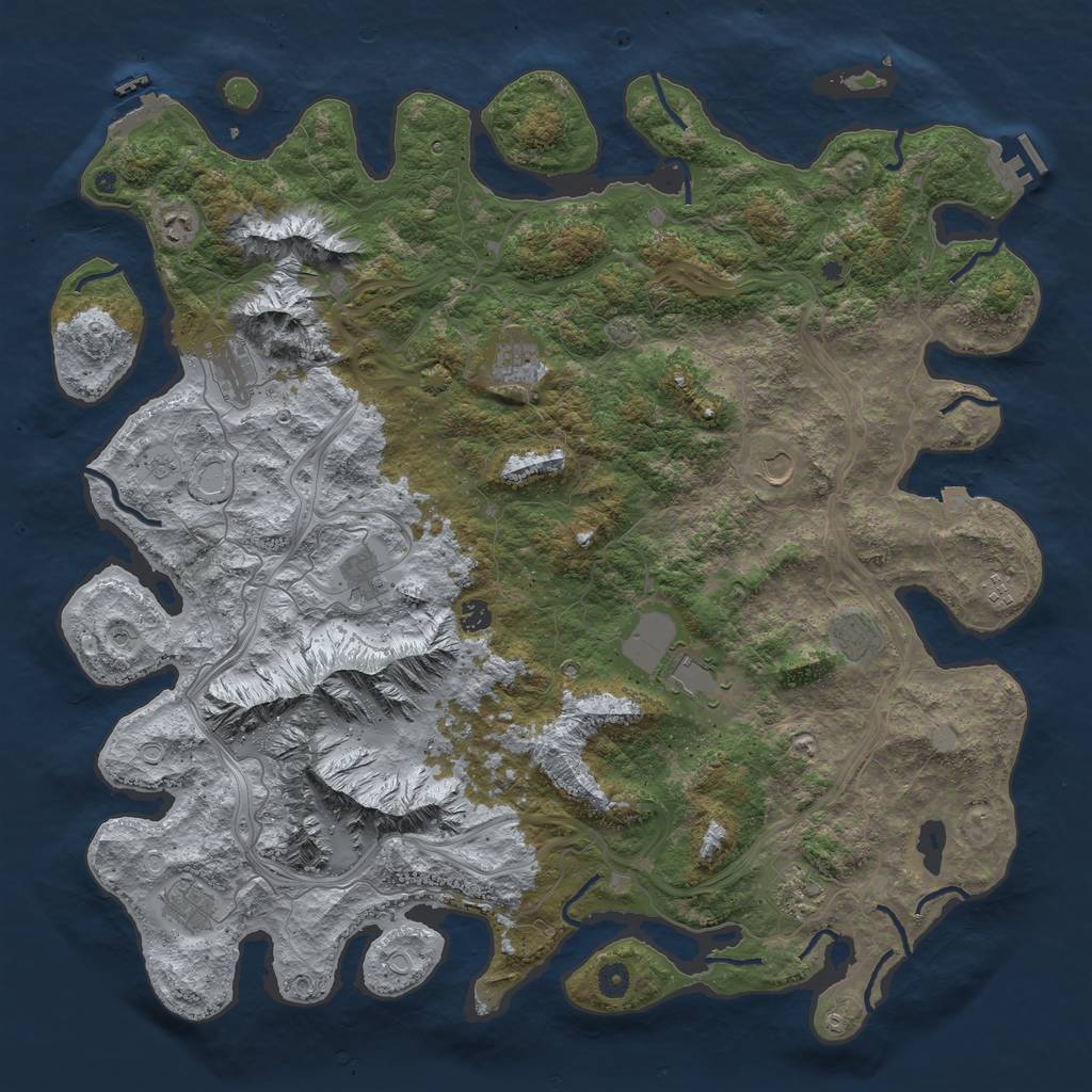 Rust Map: Procedural Map, Size: 5000, Seed: 37373, 19 Monuments