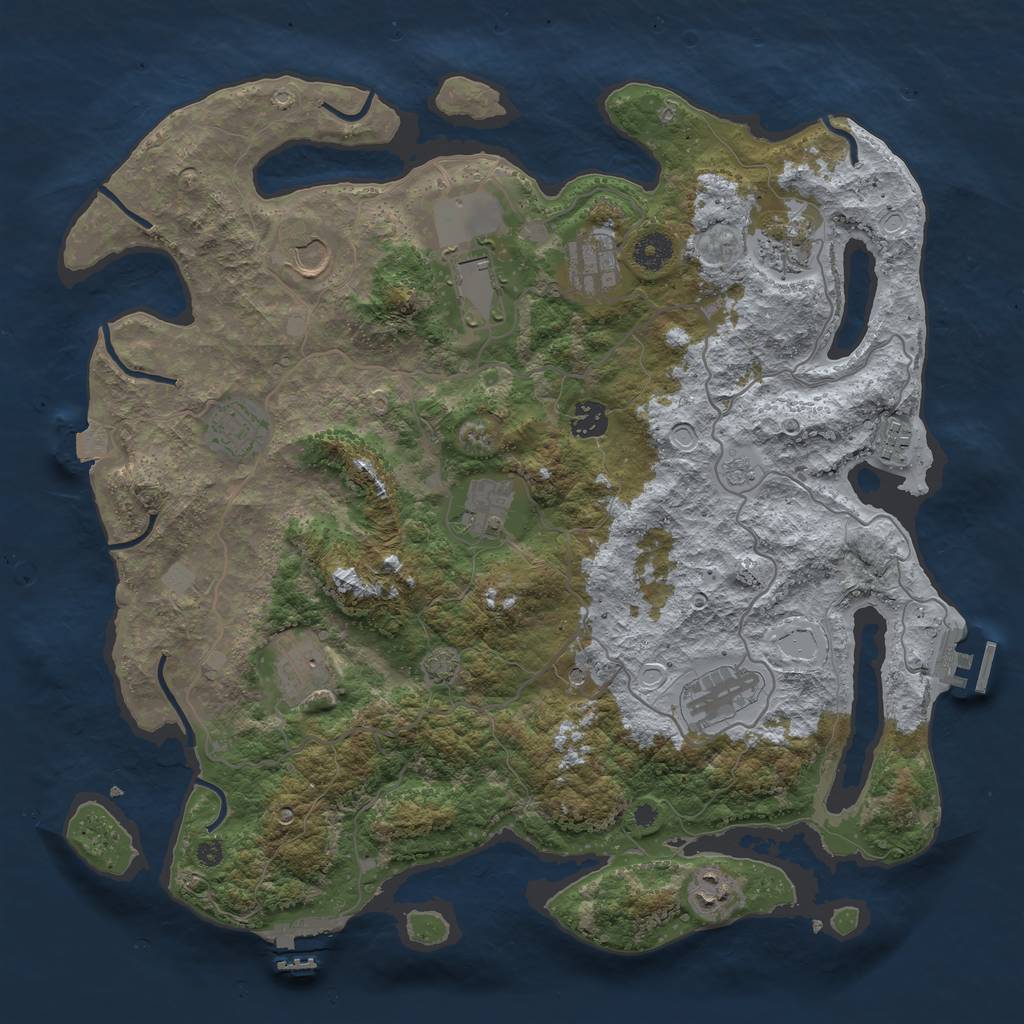 Rust Map: Procedural Map, Size: 4000, Seed: 1212121212, 19 Monuments