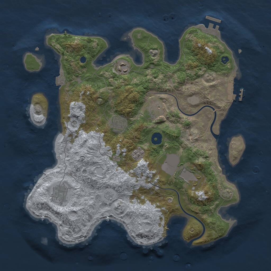 Rust Map: Procedural Map, Size: 3500, Seed: 1583684377, 12 Monuments