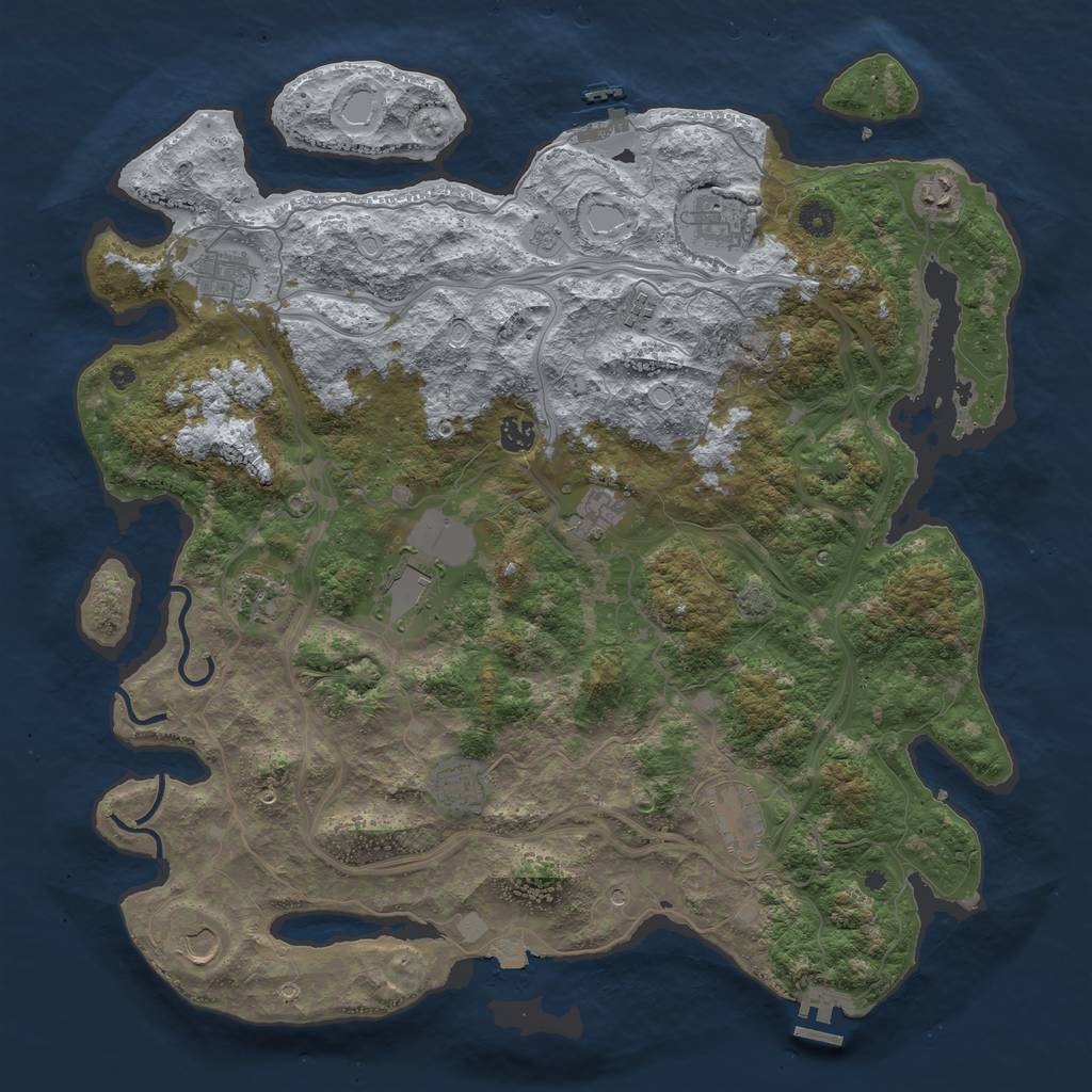 Rust Map: Procedural Map, Size: 4500, Seed: 821996245, 19 Monuments