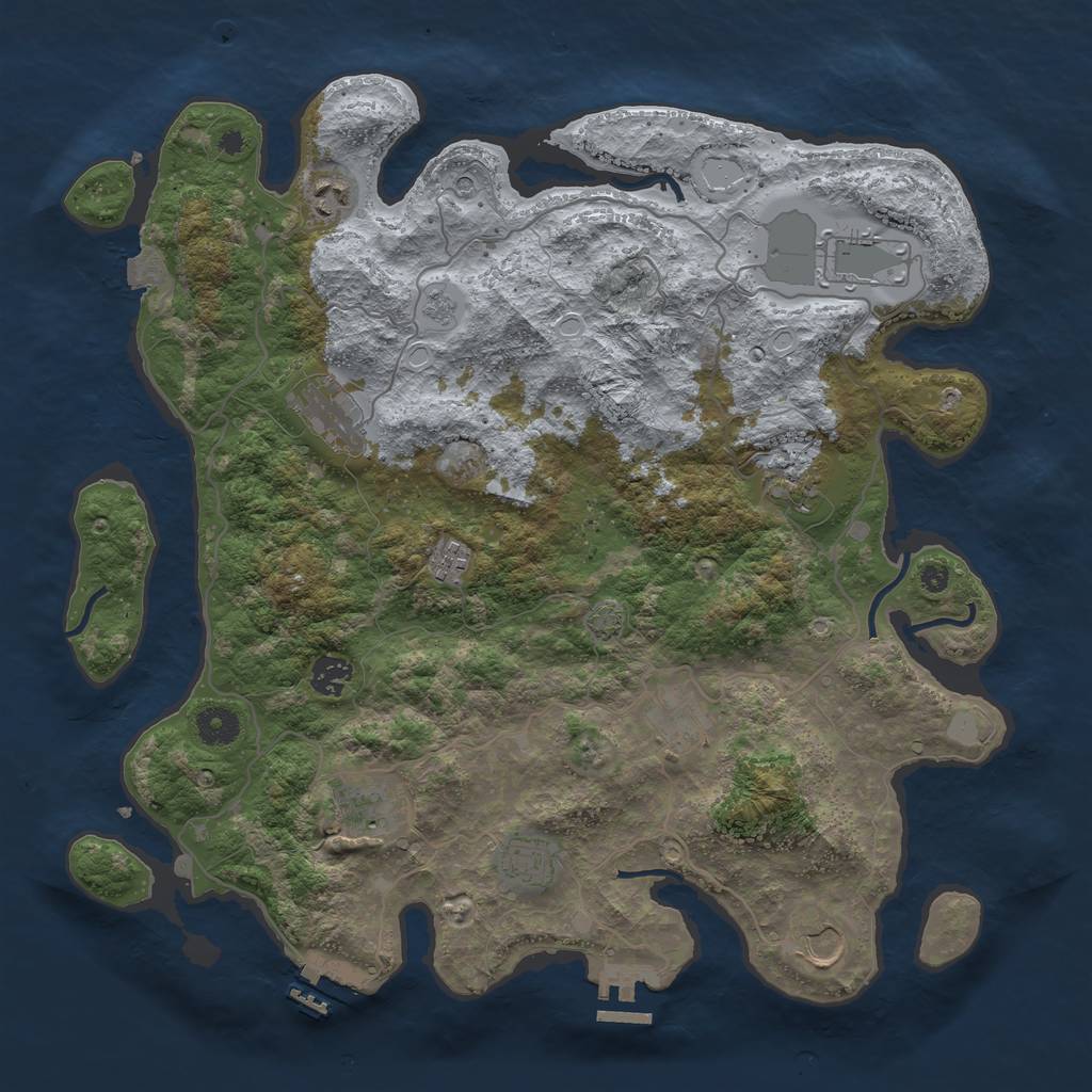 Rust Map: Procedural Map, Size: 4000, Seed: 662900475, 18 Monuments