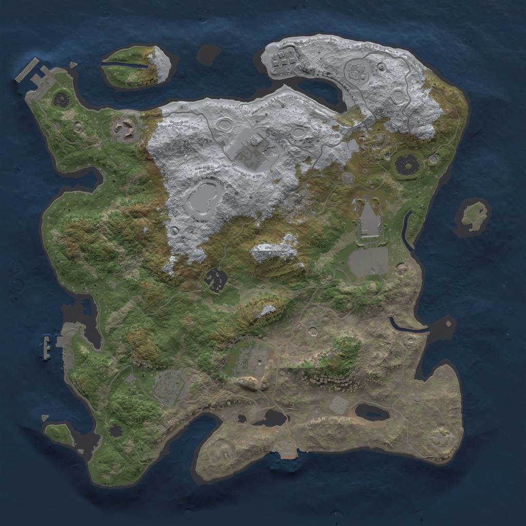 Rust Map: Procedural Map, Size: 3500, Seed: 1808860470, 16 Monuments