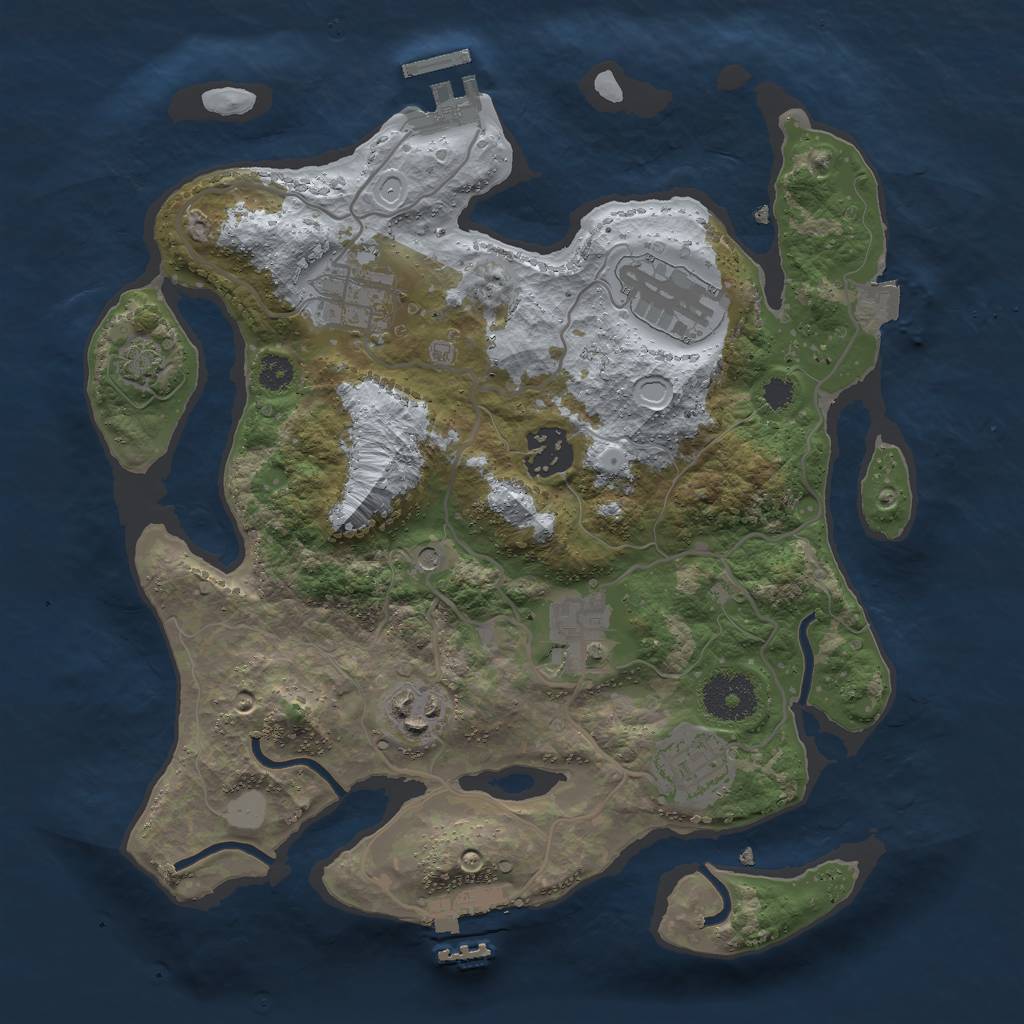 Rust Map: Procedural Map, Size: 3000, Seed: 1700916645, 13 Monuments