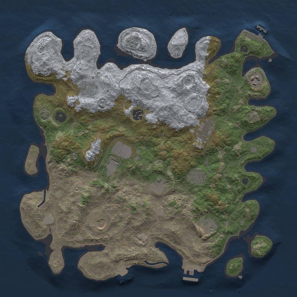 Rust Map: Procedural Map, Size: 4000, Seed: 1063727398, 18 Monuments