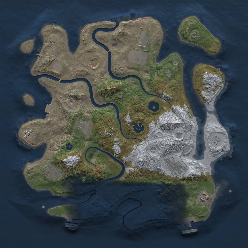 Rust Map: Procedural Map, Size: 3500, Seed: 1745675402, 14 Monuments