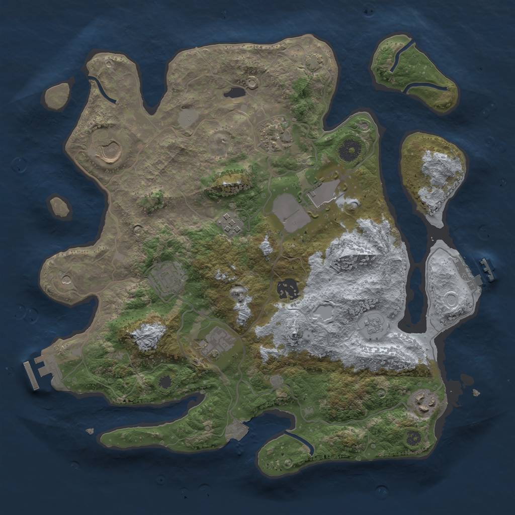 Rust Map: Procedural Map, Size: 3500, Seed: 1745675402, 16 Monuments