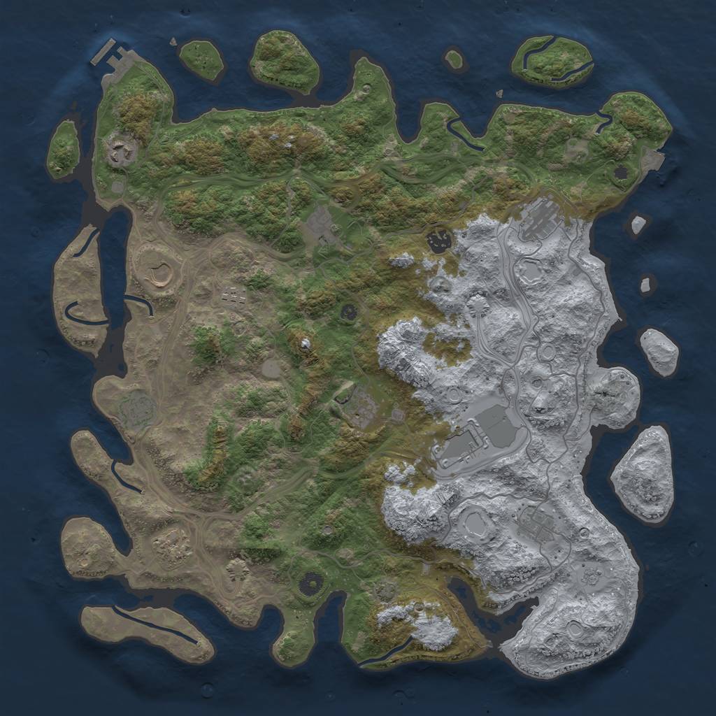 Rust Map: Procedural Map, Size: 4500, Seed: 525149870, 18 Monuments