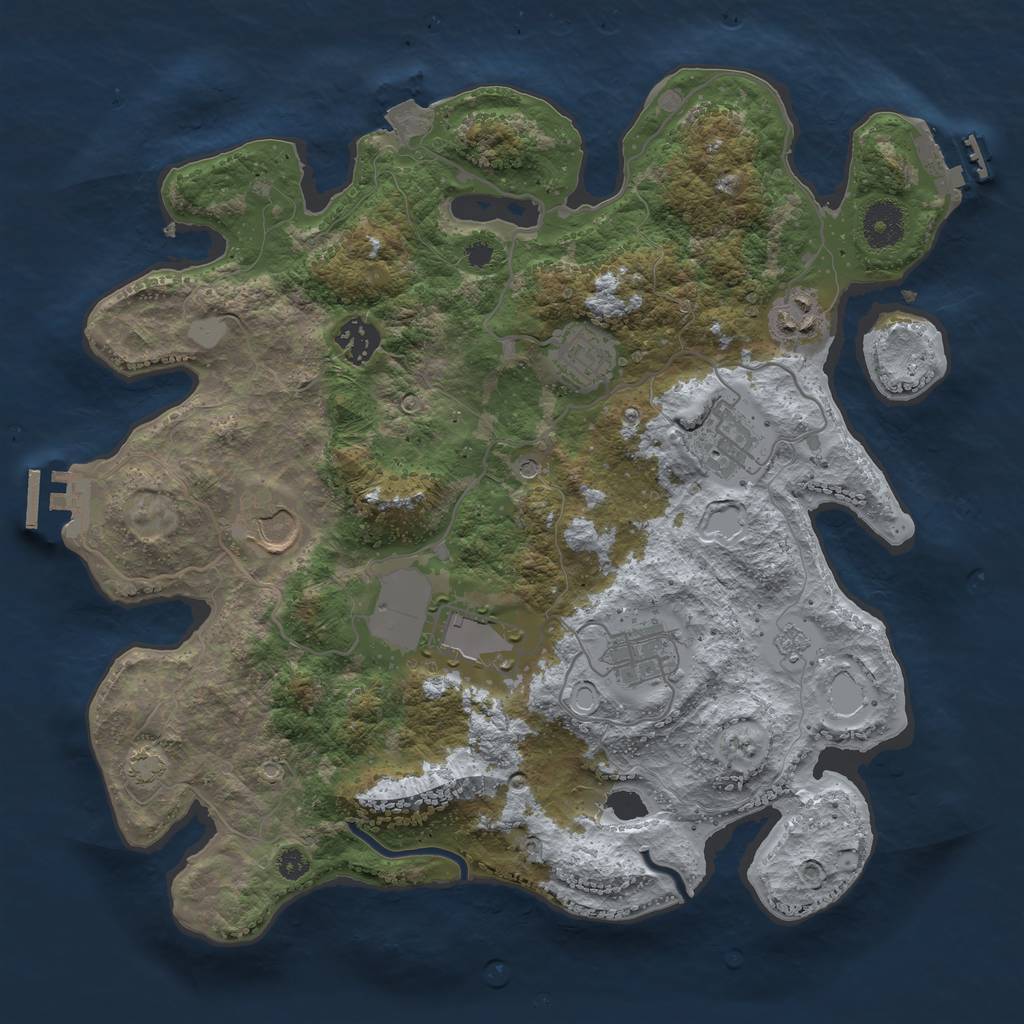 Rust Map: Procedural Map, Size: 3500, Seed: 690473831, 15 Monuments