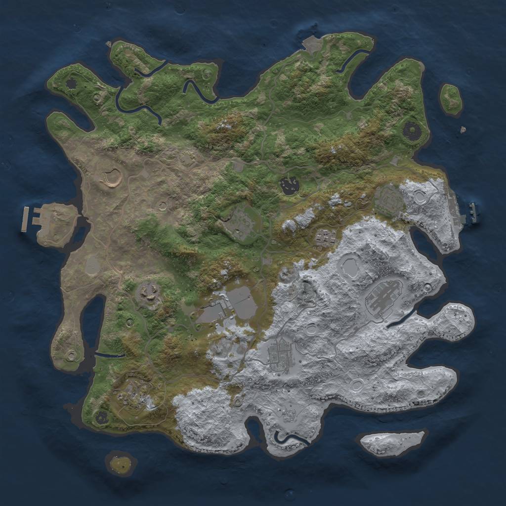 Rust Map: Procedural Map, Size: 4000, Seed: 4072024, 18 Monuments