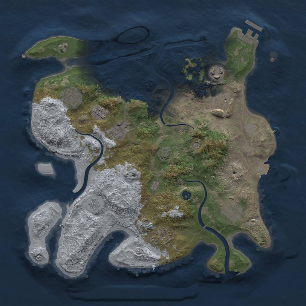 Rust Map: Procedural Map, Size: 3300, Seed: 719685832, 12 Monuments