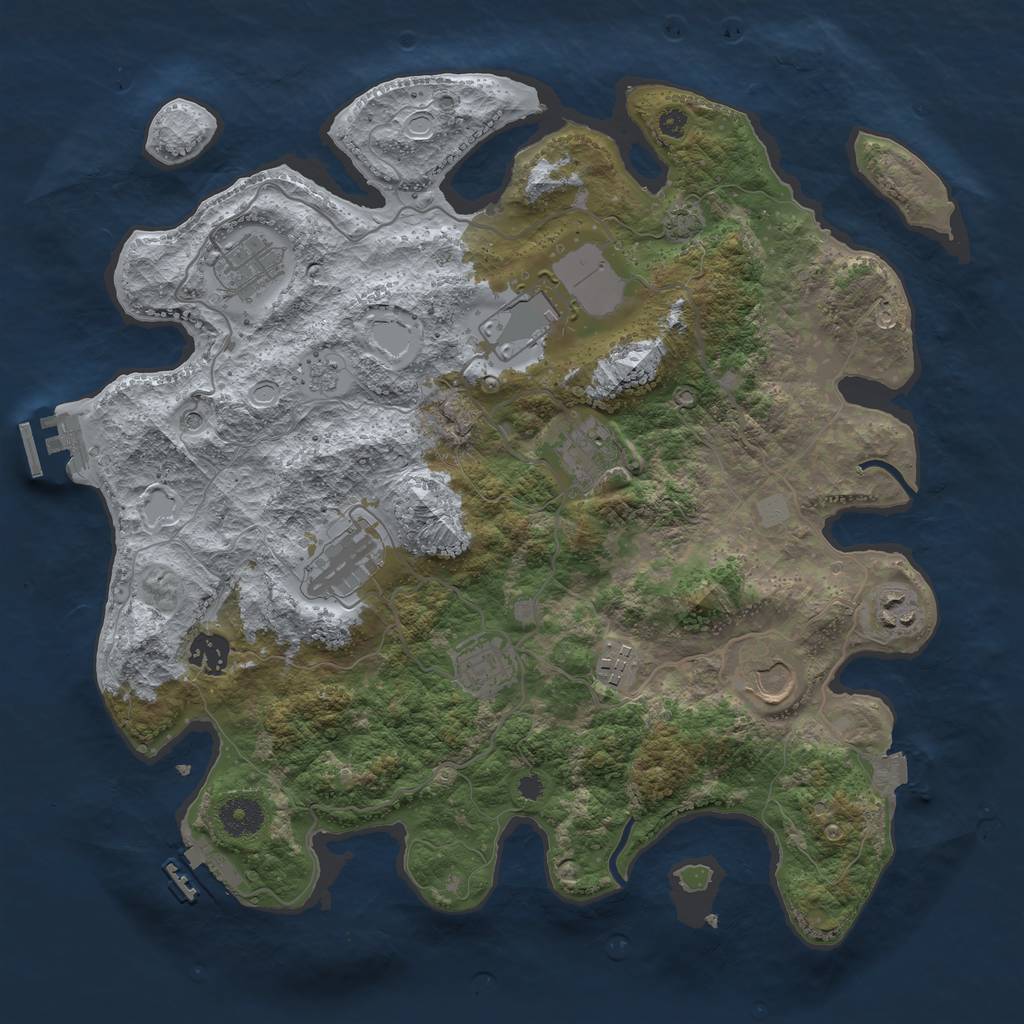 Rust Map: Procedural Map, Size: 3700, Seed: 745440391, 17 Monuments