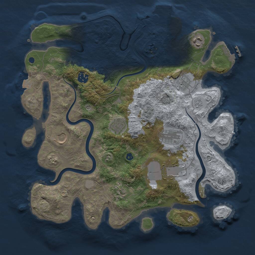 Rust Map: Procedural Map, Size: 3500, Seed: 747158, 15 Monuments