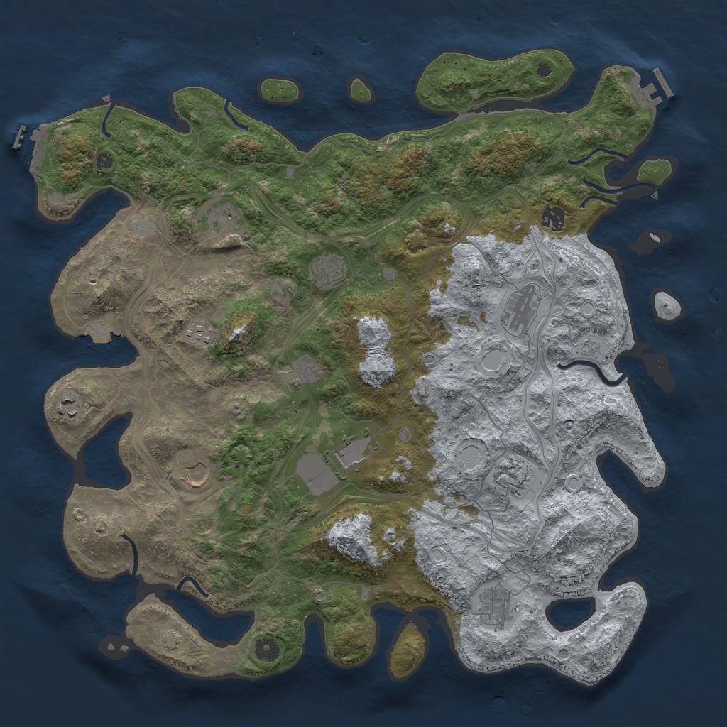 Rust Map: Procedural Map, Size: 4500, Seed: 161766903, 19 Monuments