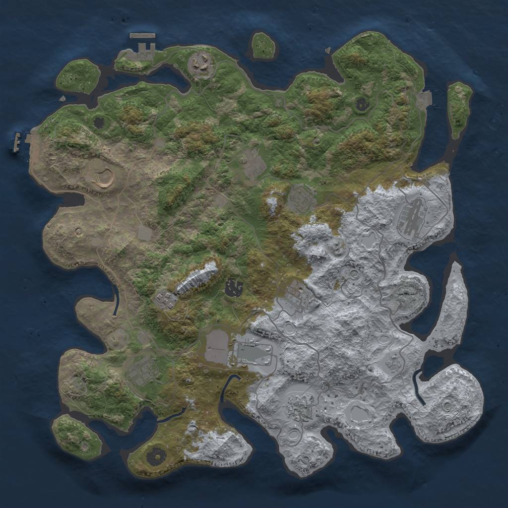 Rust Map: Procedural Map, Size: 4000, Seed: 1593823113, 19 Monuments