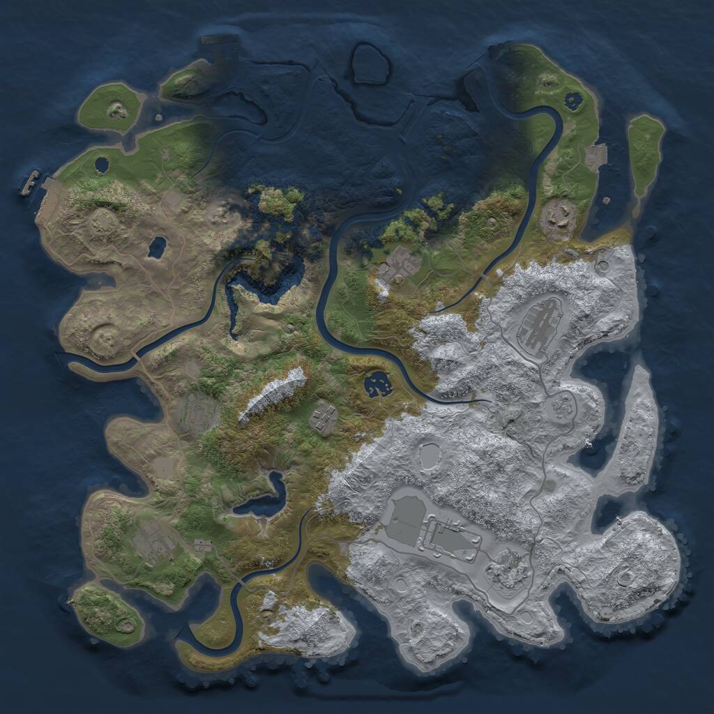 Rust Map: Procedural Map, Size: 4000, Seed: 1593823113, 15 Monuments
