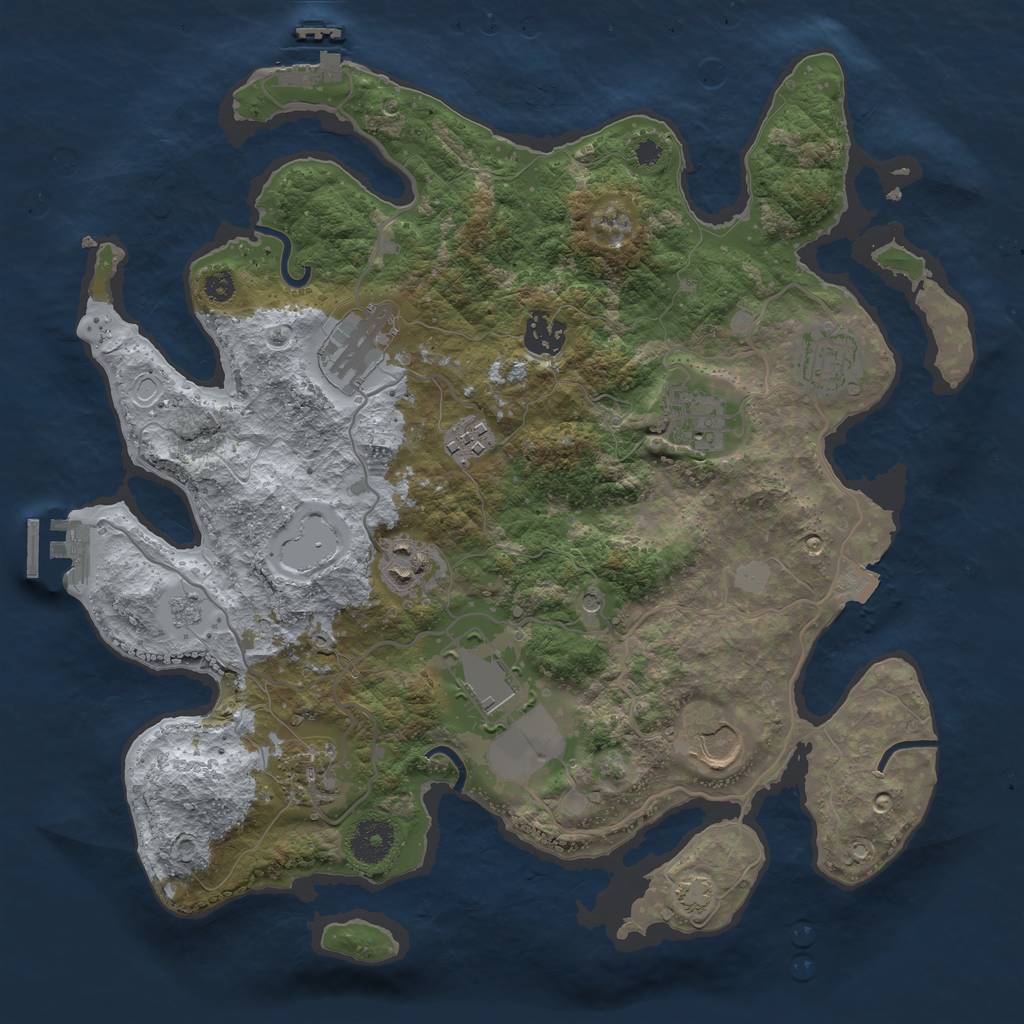 Rust Map: Procedural Map, Size: 3500, Seed: 266944718, 17 Monuments