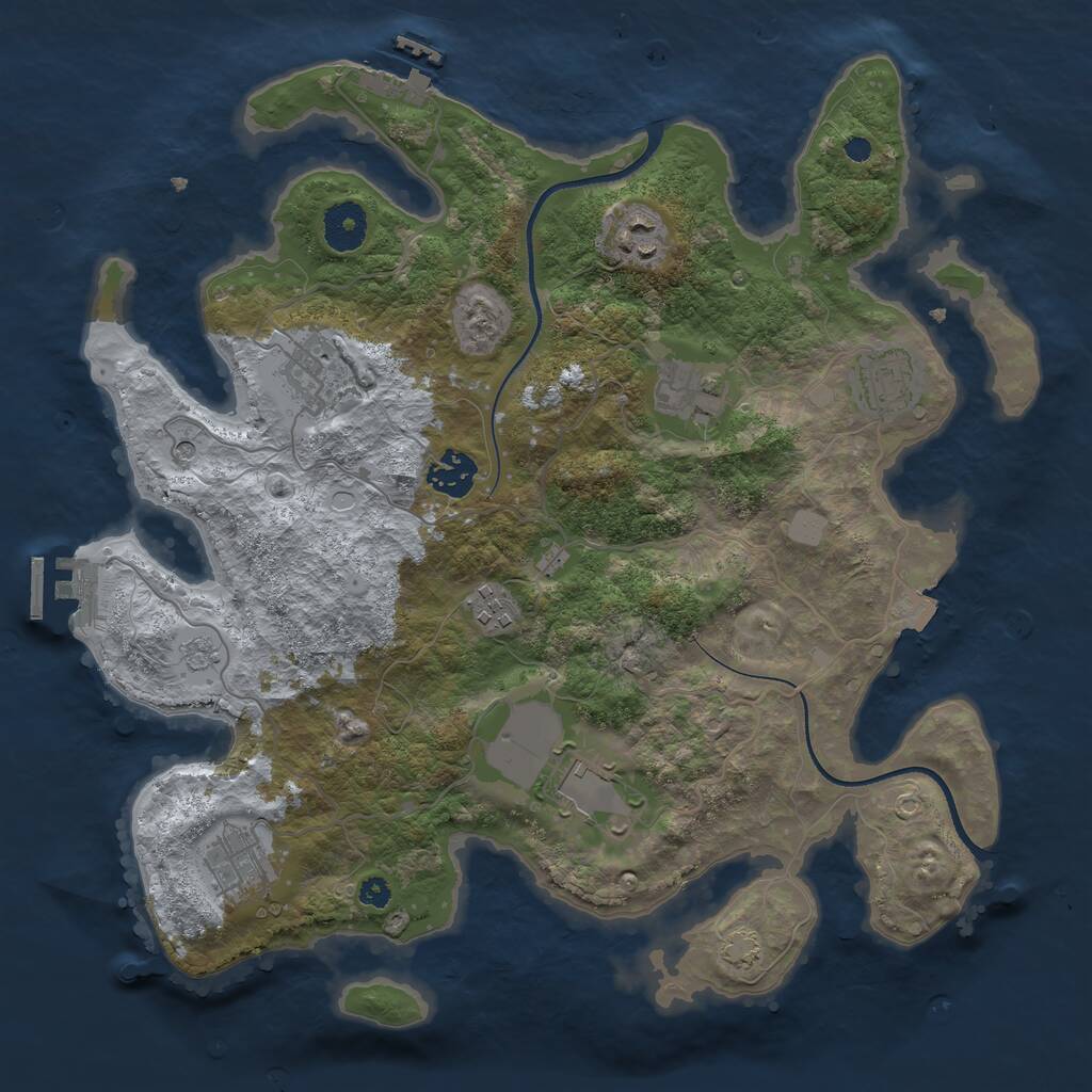 Rust Map: Procedural Map, Size: 3500, Seed: 266944718, 14 Monuments