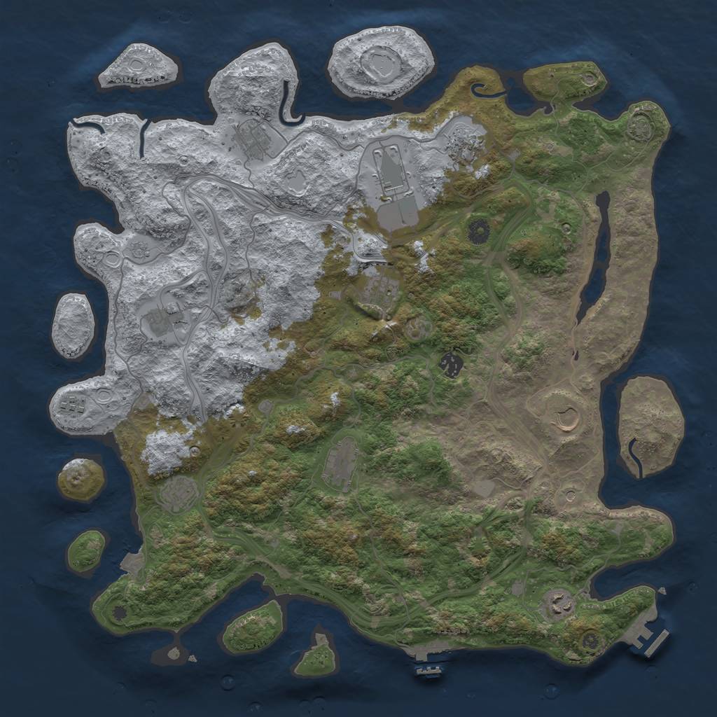 Rust Map: Procedural Map, Size: 4500, Seed: 828865645, 19 Monuments