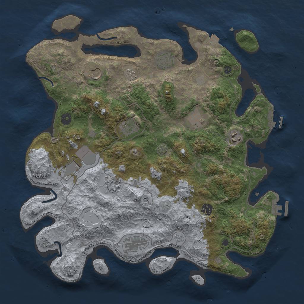 Rust Map: Procedural Map, Size: 4000, Seed: 5007, 18 Monuments