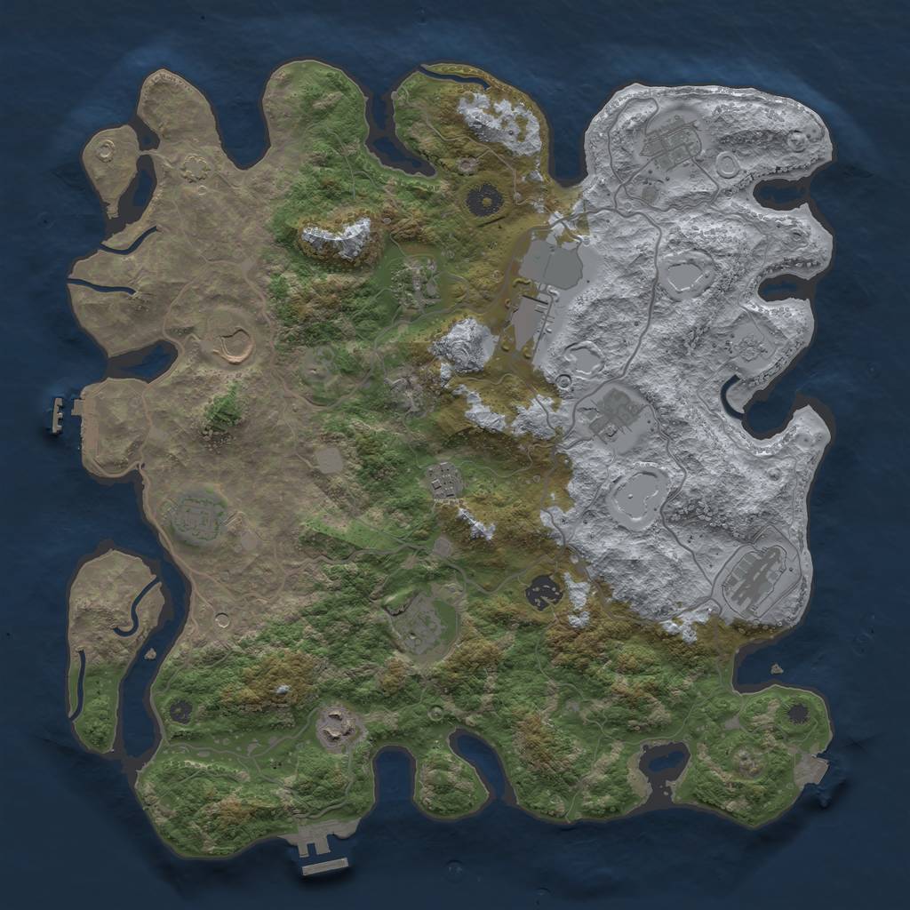 Rust Map: Procedural Map, Size: 4000, Seed: 705784558, 19 Monuments