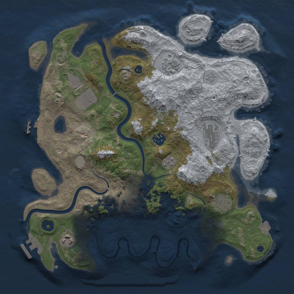 Rust Map: Procedural Map, Size: 3600, Seed: 99882, 14 Monuments