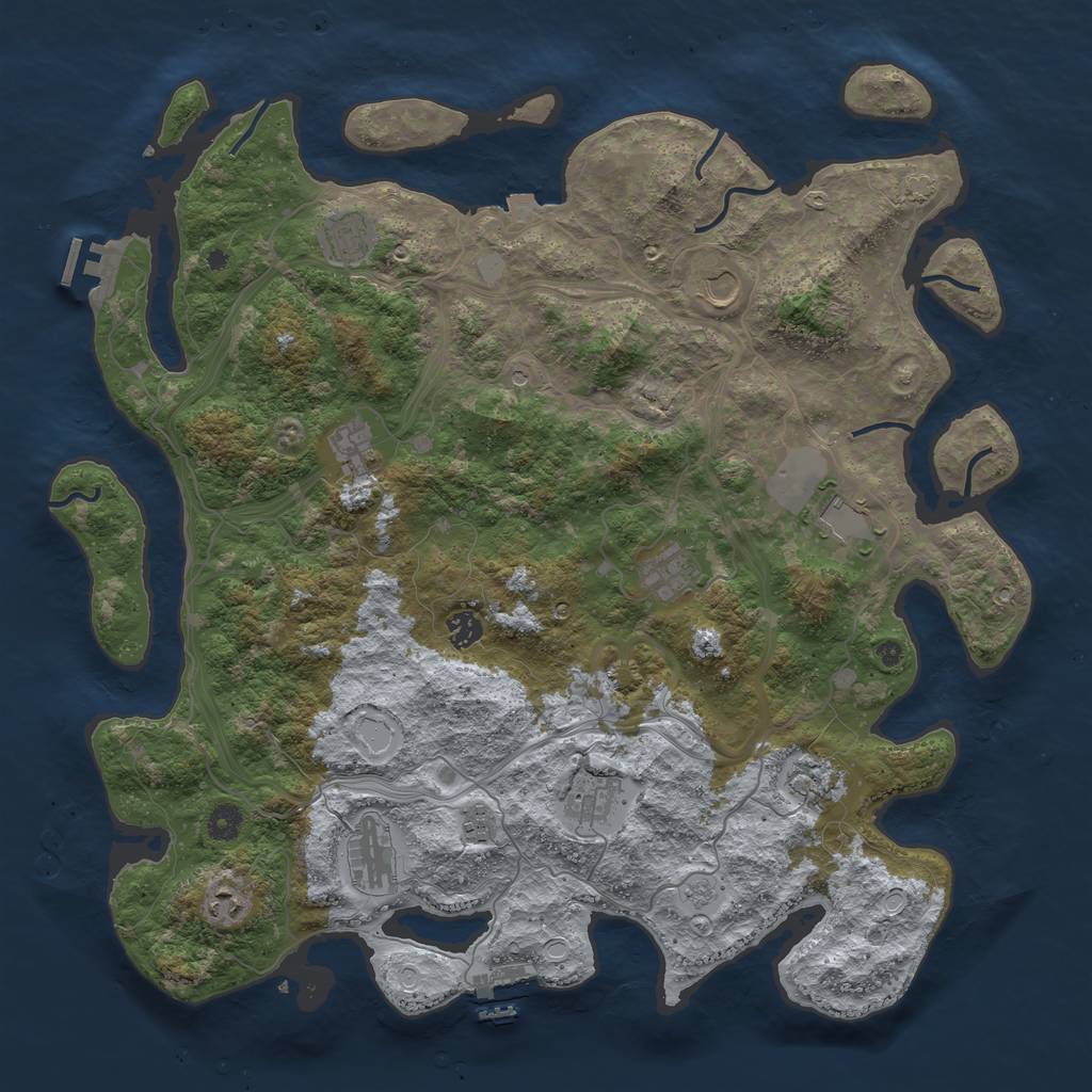 Rust Map: Procedural Map, Size: 4500, Seed: 1705739592, 19 Monuments