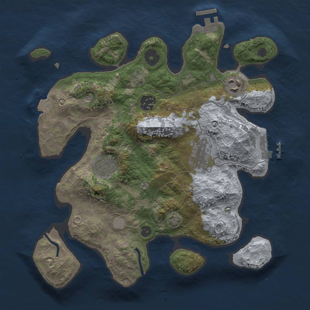 Rust Map: Procedural Map, Size: 3000, Seed: 2029837, 11 Monuments