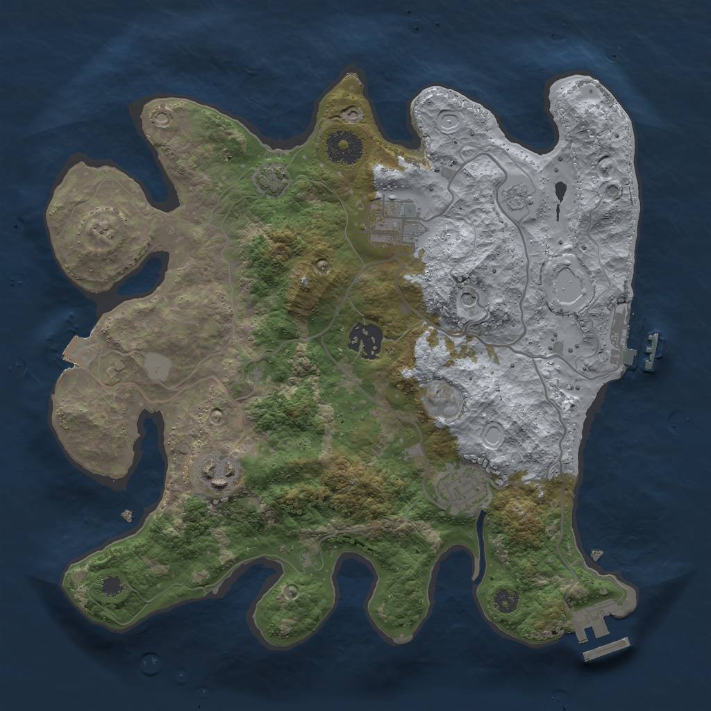 Rust Map: Procedural Map, Size: 3000, Seed: 1375508255, 12 Monuments