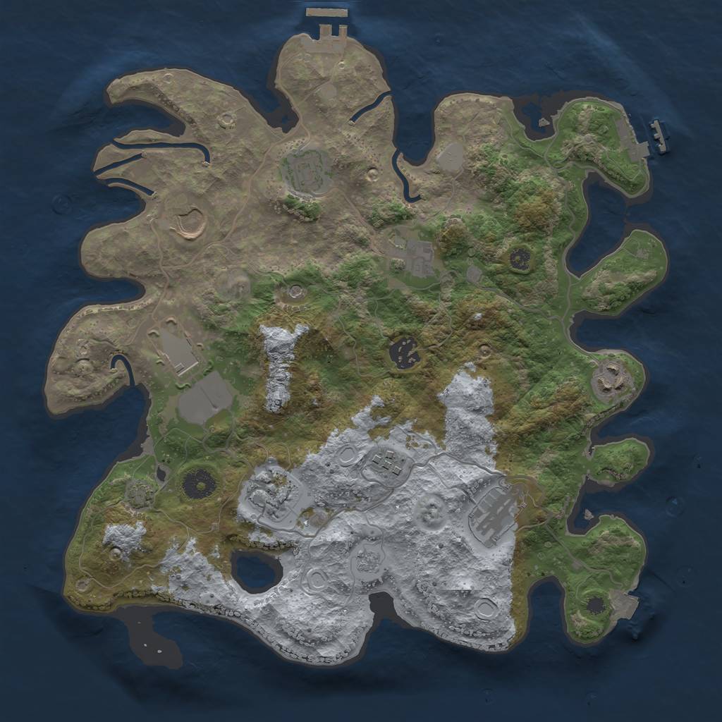 Rust Map: Procedural Map, Size: 3500, Seed: 1754010452, 17 Monuments