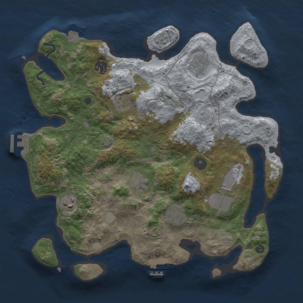 Rust Map: Procedural Map, Size: 3500, Seed: 1744387390, 15 Monuments