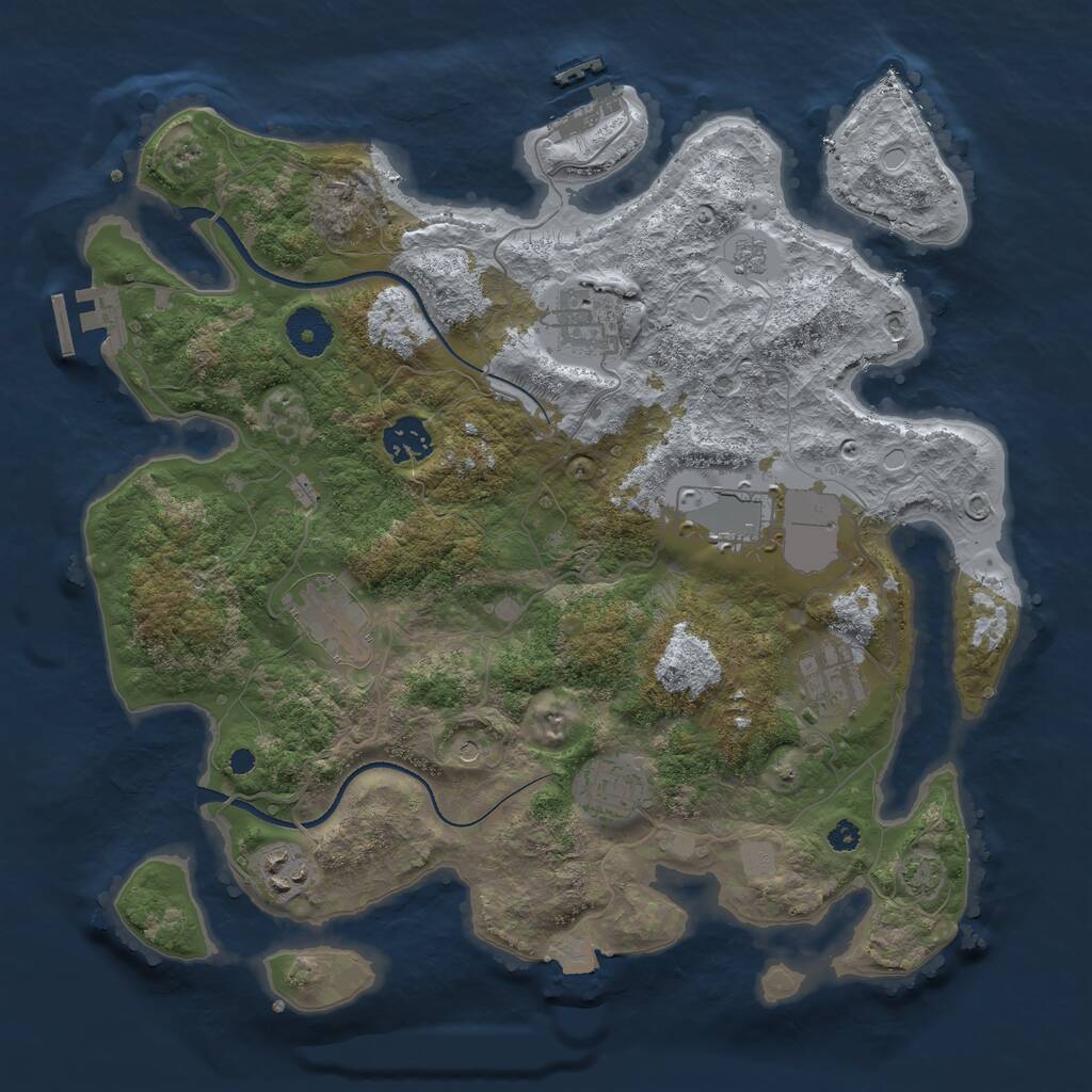 Rust Map: Procedural Map, Size: 3500, Seed: 1744387390, 13 Monuments