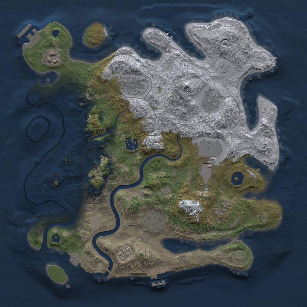 Rust Map: Procedural Map, Size: 3500, Seed: 2136700552, 14 Monuments