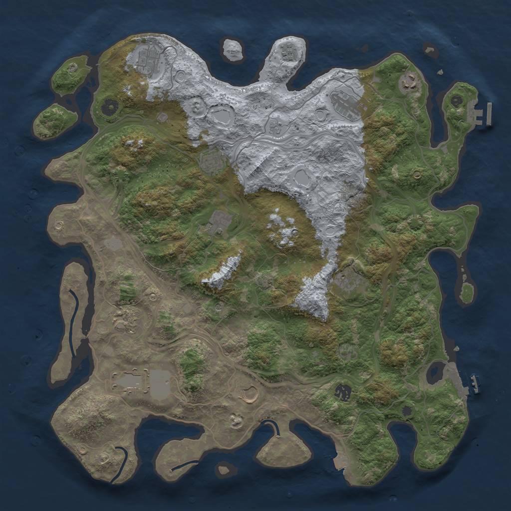 Rust Map: Procedural Map, Size: 4500, Seed: 431125015, 19 Monuments