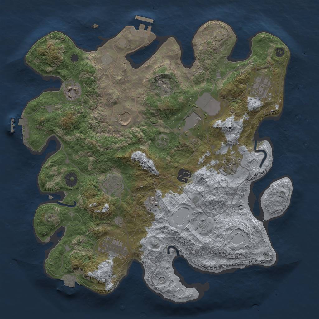 Rust Map: Procedural Map, Size: 3500, Seed: 61159657, 17 Monuments