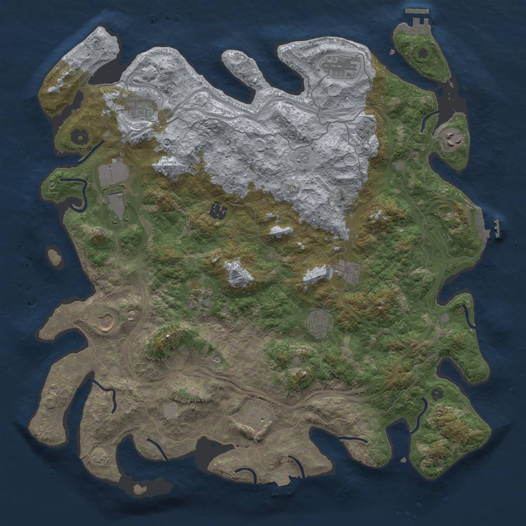 Rust Map: Procedural Map, Size: 4500, Seed: 194564001, 19 Monuments