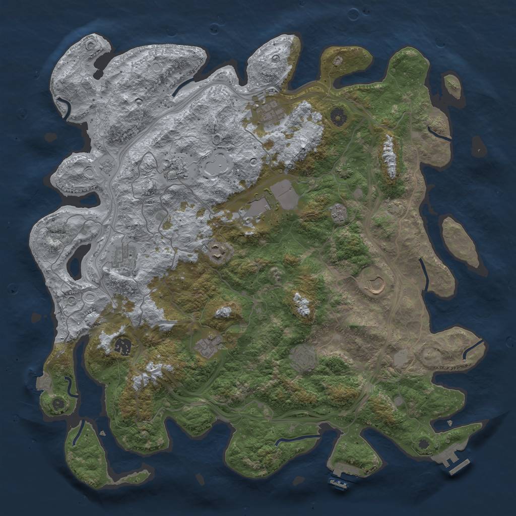 Rust Map: Procedural Map, Size: 4500, Seed: 743922386, 18 Monuments