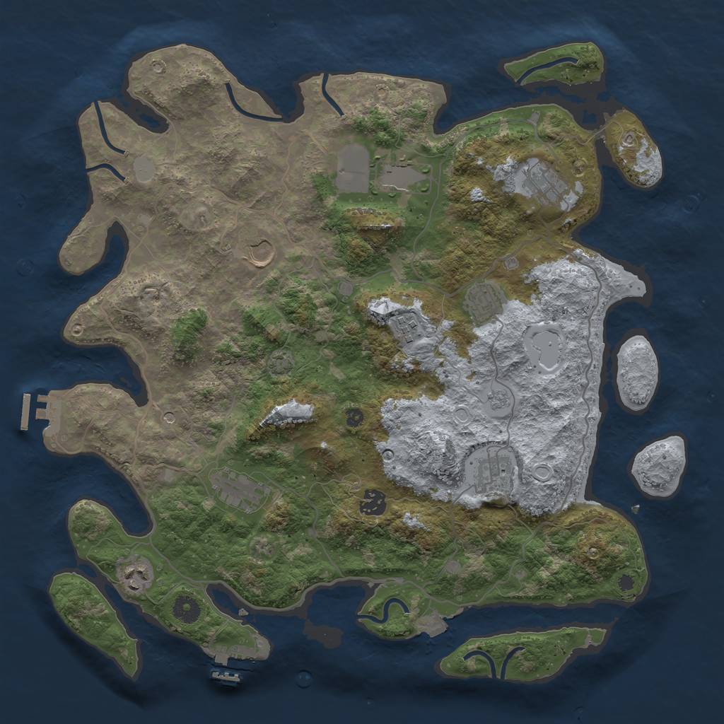 Rust Map: Procedural Map, Size: 4000, Seed: 985709, 17 Monuments