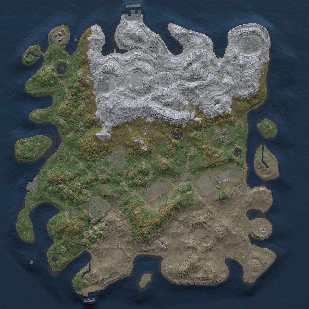 Rust Map: Procedural Map, Size: 4200, Seed: 1072104697, 19 Monuments