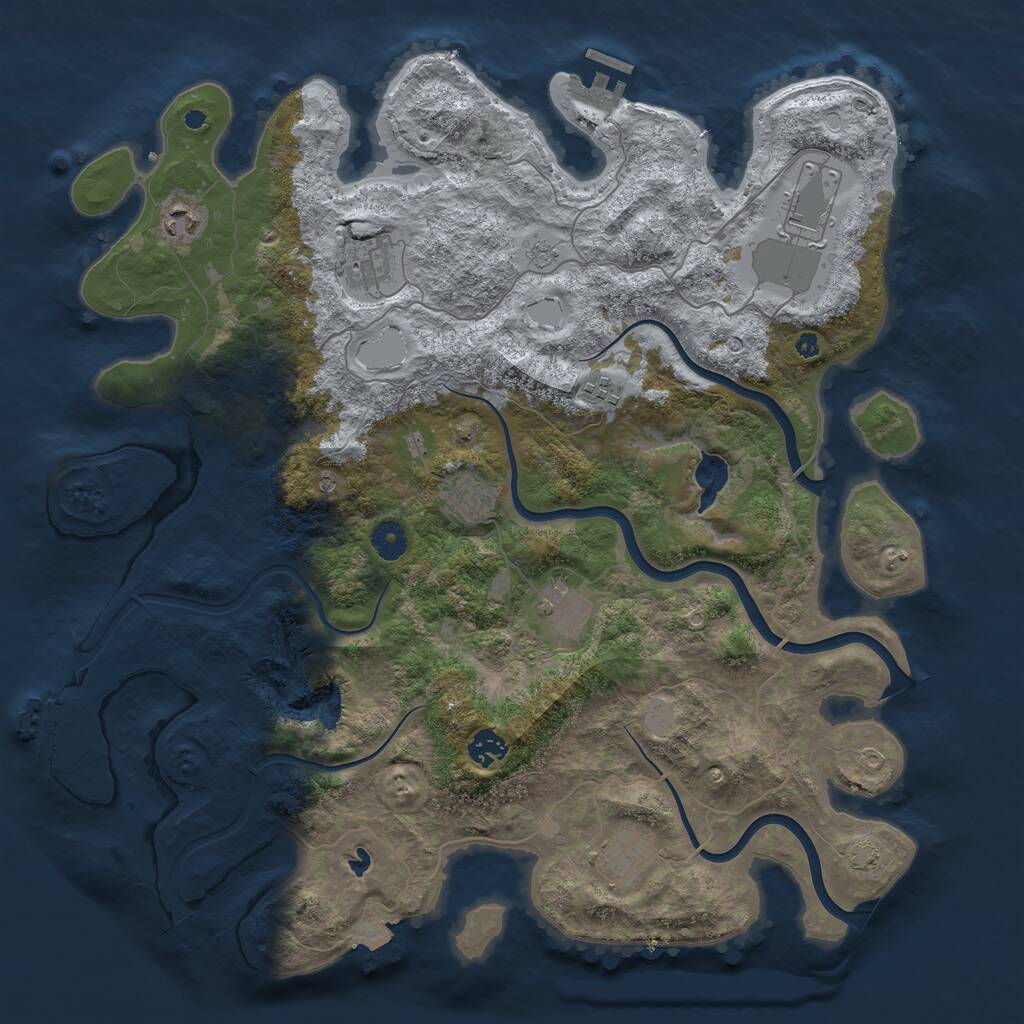 Rust Map: Procedural Map, Size: 4200, Seed: 1072104697, 14 Monuments