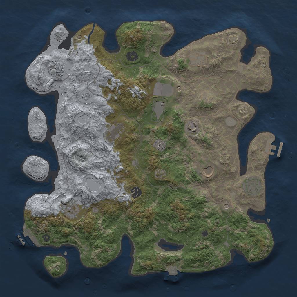 Rust Map: Procedural Map, Size: 4000, Seed: 1454222717, 18 Monuments