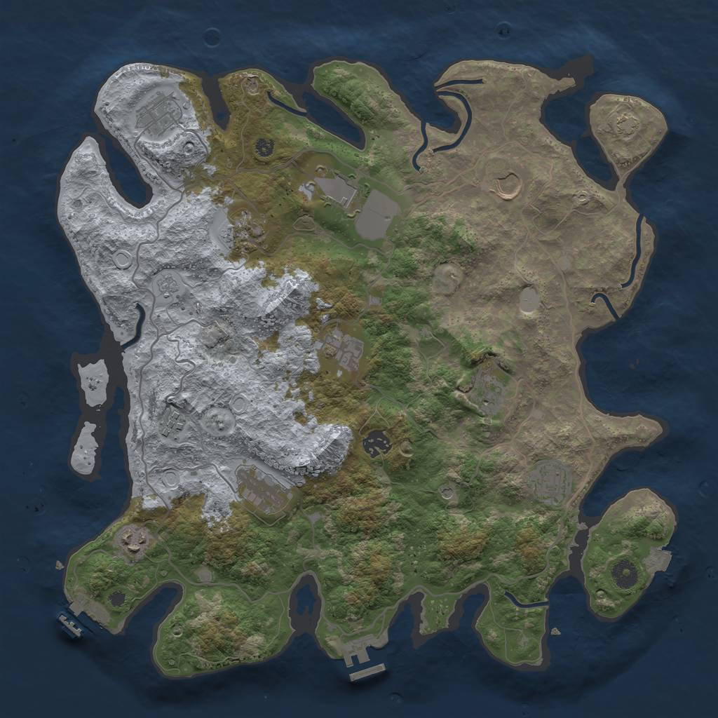 Rust Map: Procedural Map, Size: 4000, Seed: 107173200, 19 Monuments