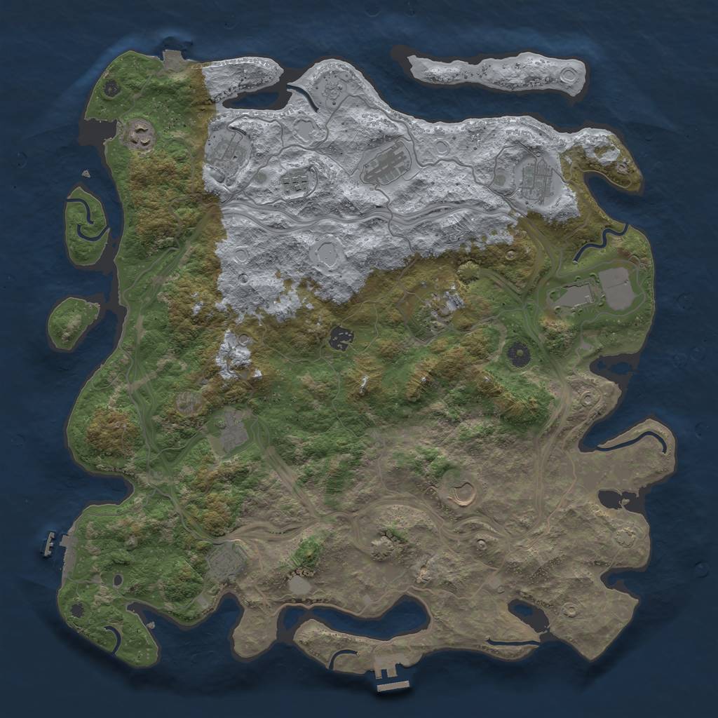 Rust Map: Procedural Map, Size: 4500, Seed: 370033892, 19 Monuments