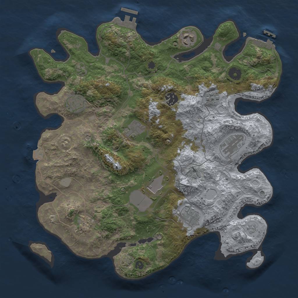 Rust Map: Procedural Map, Size: 3500, Seed: 336502066, 17 Monuments