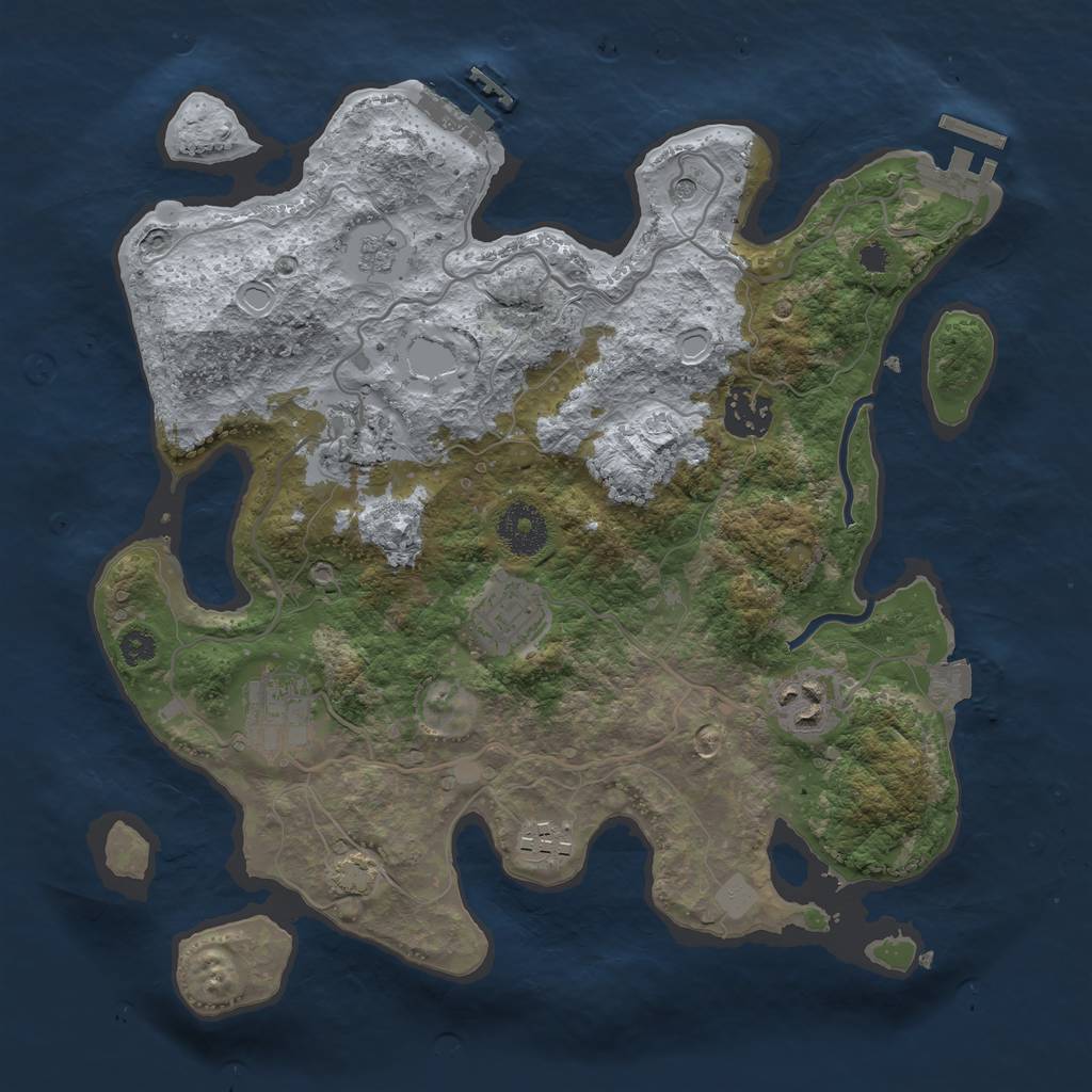 Rust Map: Procedural Map, Size: 3200, Seed: 870891516, 14 Monuments