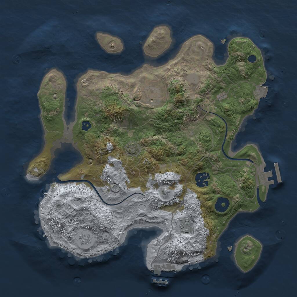 Rust Map: Procedural Map, Size: 3000, Seed: 28024, 8 Monuments