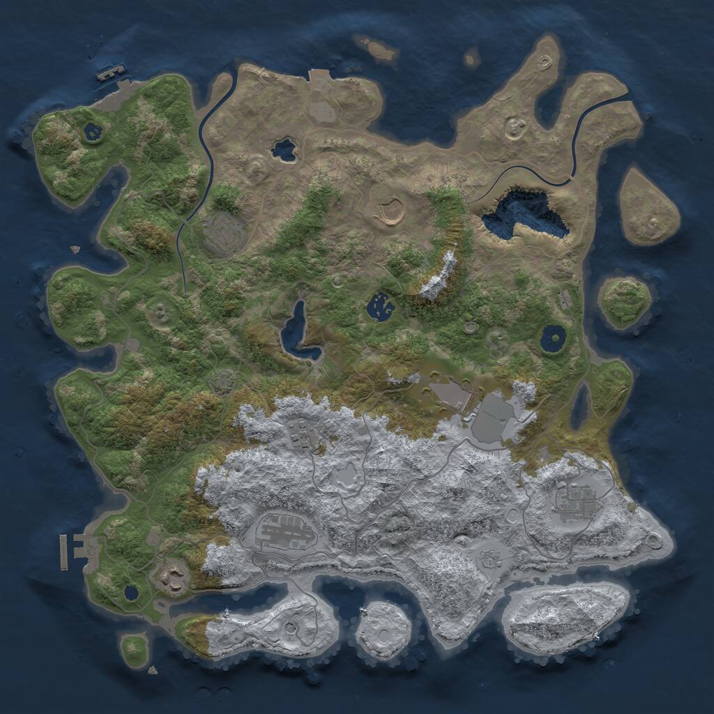Rust Map: Procedural Map, Size: 4000, Seed: 5592, 14 Monuments