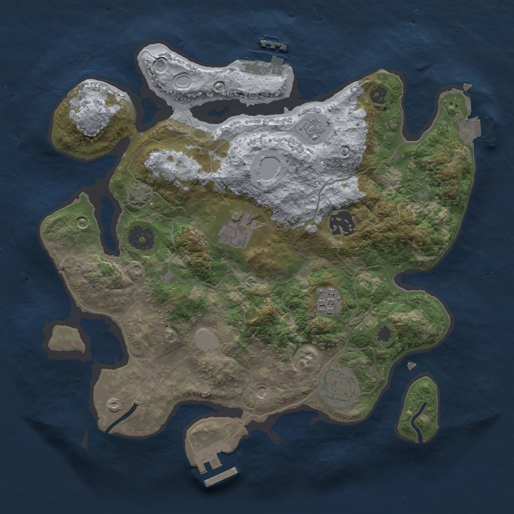 Rust Map: Procedural Map, Size: 3000, Seed: 734802708, 12 Monuments