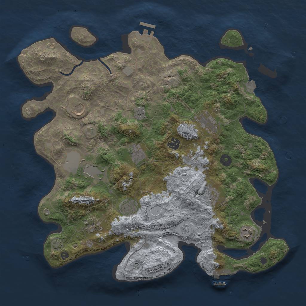 Rust Map: Procedural Map, Size: 3850, Seed: 147121116, 18 Monuments