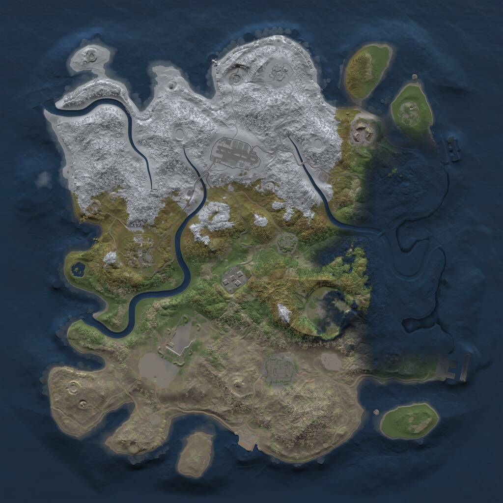 Rust Map: Procedural Map, Size: 3500, Seed: 1276711759, 13 Monuments