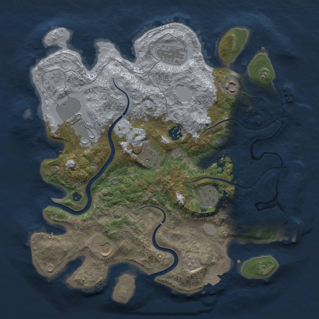 Rust Map: Procedural Map, Size: 3500, Seed: 1276711759, 14 Monuments